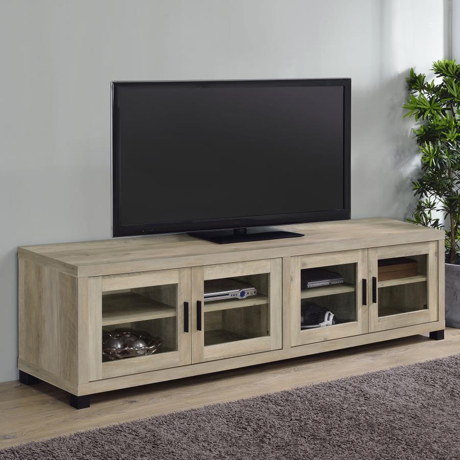 Sachin 4-door Engineered Wood 79-inch TV Stand Distressed Pine | Brown | Distressed Pine | 736283