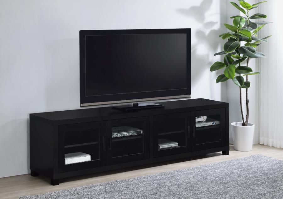 Sachin 4-door Engineered Wood 79-inch TV Stand Black | Black | 736303