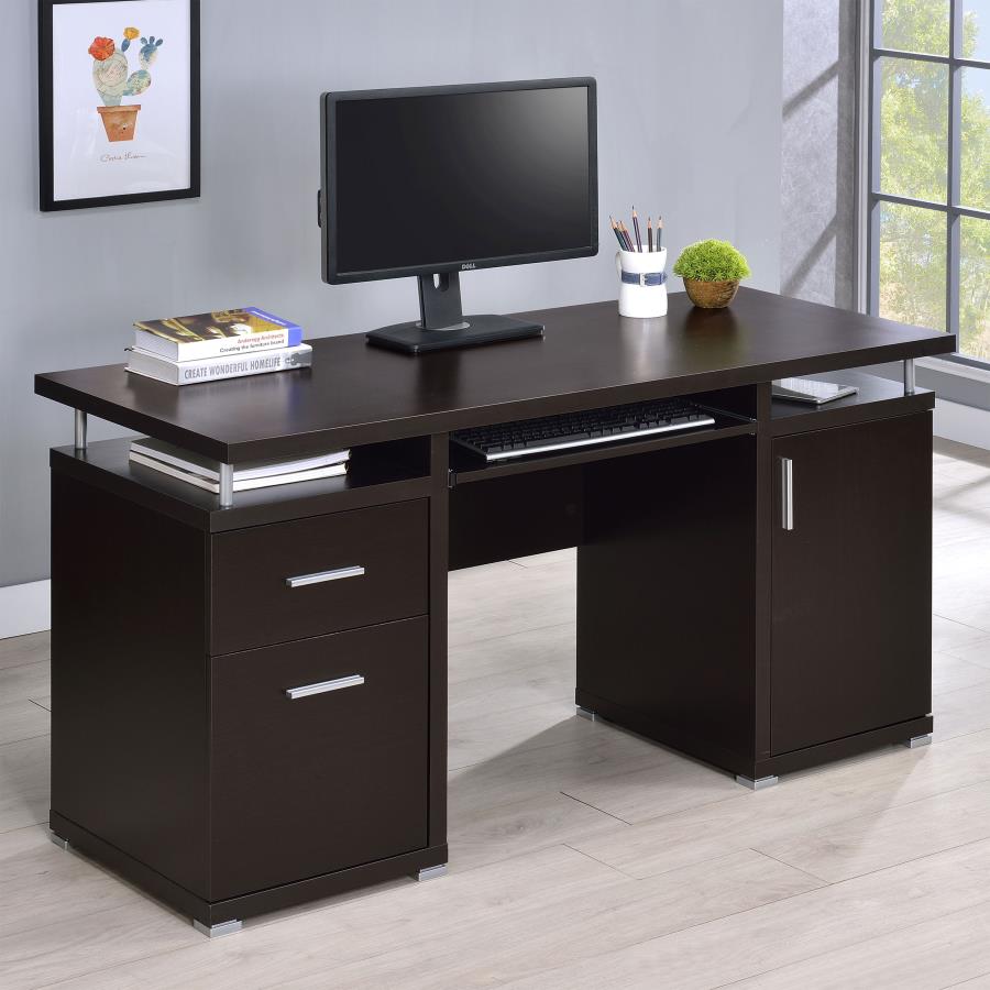 Tracy 55-inch 2-drawer Office Computer Desk Cappuccino | Brown | Cappuccino | 800107