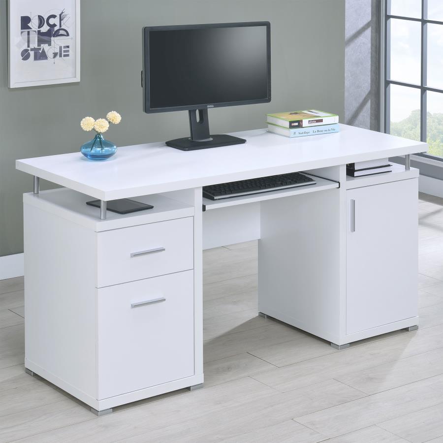Tracy 55-inch 2-drawer Office Computer Desk White | White | 800108