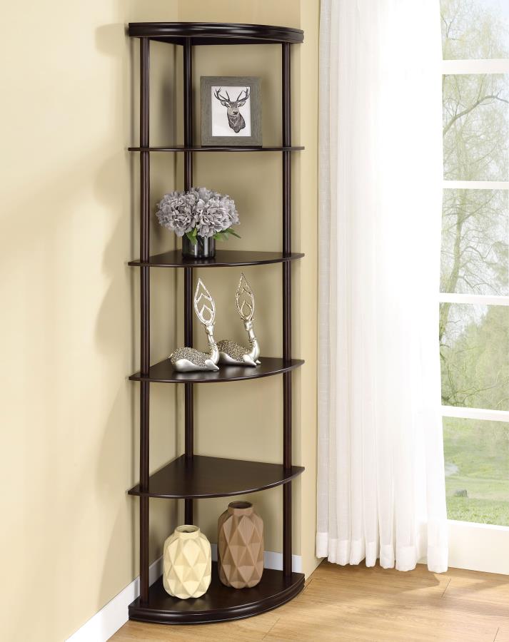 Bonwick 72-inch 5-shelf Corner Bookshelf Cappuccino | Brown | Cappuccino | 800279