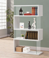 Emelle 63-inch 4-shelf Glass Panel Bookshelf White | White | 800300