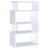 Emelle 63-inch 4-shelf Glass Panel Bookshelf White | White | 800300