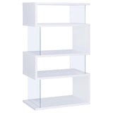 Emelle 63-inch 4-shelf Glass Panel Bookshelf White | White | 800300