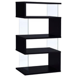 Emelle 63-inch 4-shelf Glass Panel Bookshelf Black | King | Black | 800340