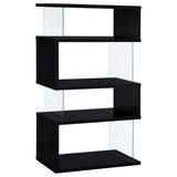 Emelle 63-inch 4-shelf Glass Panel Bookshelf Black | King | Black | 800340