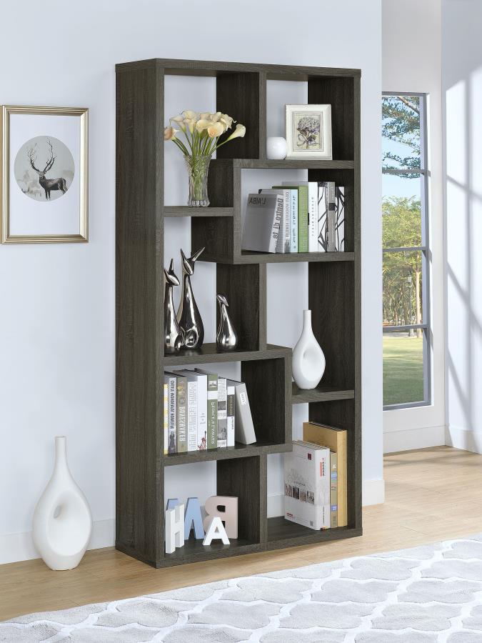 Theo 71-inch 6-shelf Bookshelf Weathered Grey | Grey | Weathered Grey | 800510