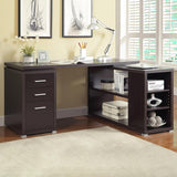 Yvette 60-inch 3-drawer L-Shape Computer Desk Cappuccino | Full | Brown | Cappuccino | 800517