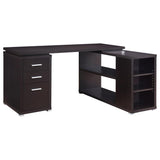 Yvette 60-inch 3-drawer L-Shape Computer Desk Cappuccino | Full | Brown | Cappuccino | 800517