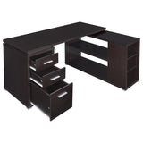 Yvette 60-inch 3-drawer L-Shape Computer Desk Cappuccino | Full | Brown | Cappuccino | 800517
