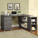 Yvette 60-inch 3-drawer L-Shape Computer Desk Weathered Grey | Full | Grey | Weathered Grey | 800518