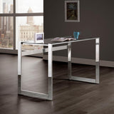 Hartford 47-inch Glass Top Writing Desk Chrome | Clear | 800746