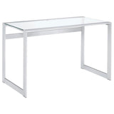 Hartford 47-inch Glass Top Writing Desk Chrome | Clear | 800746