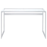 Hartford 47-inch Glass Top Writing Desk Chrome | Clear | 800746