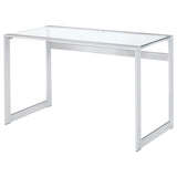 Hartford 47-inch Glass Top Writing Desk Chrome | Clear | 800746