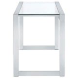 Hartford 47-inch Glass Top Writing Desk Chrome | Clear | 800746