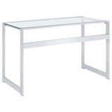 Hartford 47-inch Glass Top Writing Desk Chrome | Clear | 800746