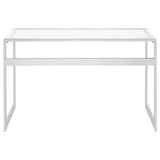 Hartford 47-inch Glass Top Writing Desk Chrome | Clear | 800746