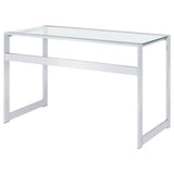 Hartford 47-inch Glass Top Writing Desk Chrome | Clear | 800746