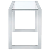 Hartford 47-inch Glass Top Writing Desk Chrome | Clear | 800746