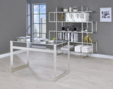Hartford 47-inch Glass Top Writing Desk Chrome | Clear | 800746