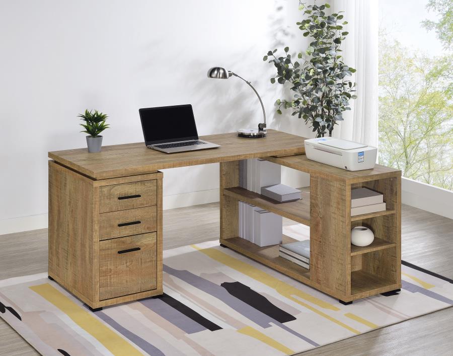 Yvette 60-inch 3-drawer L-Shape Computer Desk Mango | Full | Brown | Mango | 800786