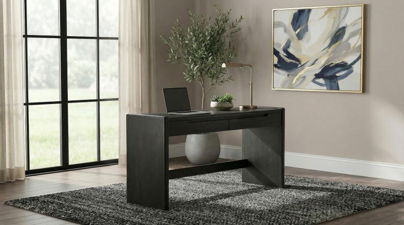 Leandro 2-drawer Home Office Writing Desk Burnished Black