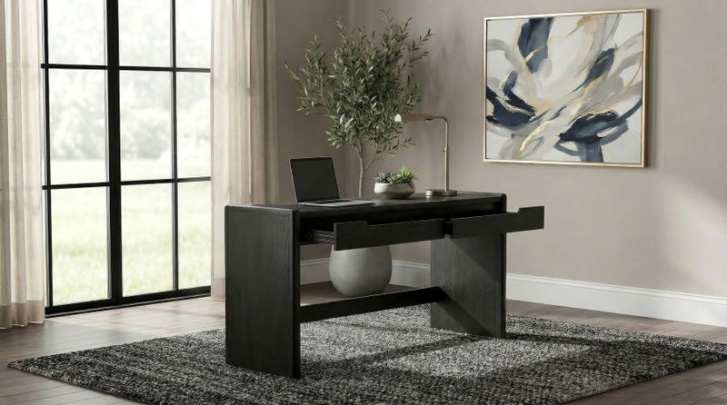 Leandro 2-drawer Home Office Writing Desk Burnished Black