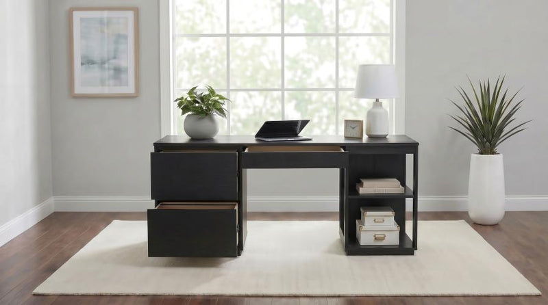 Harkes 75-inch 3-drawer Computer Desk with Adjustable Shelf Light Elm