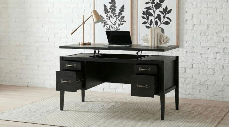 Graham 54-inch 4-drawer Double Pedestal Lift Top Computer Desk Black