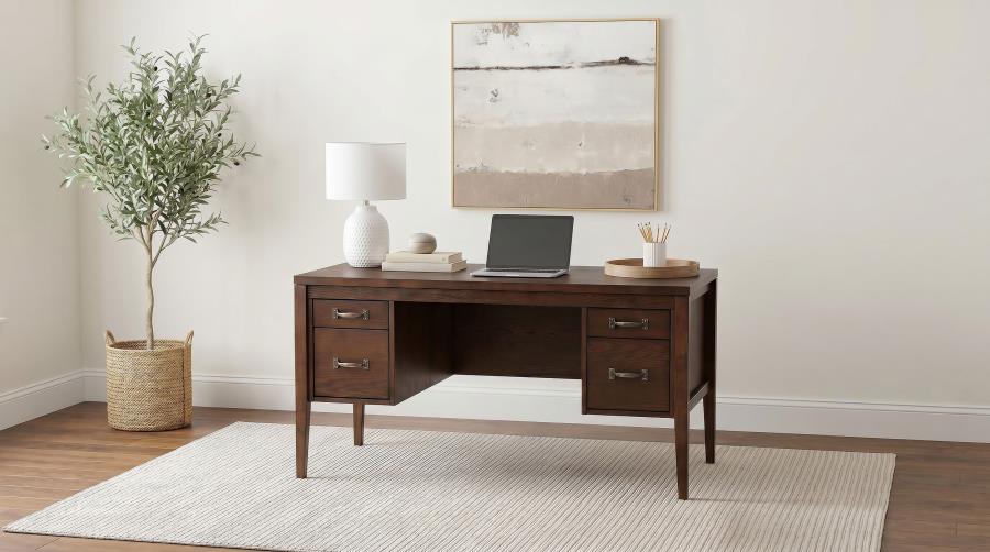 Graham 54-inch 4-drawer Double Pedestal Lift Top Computer Desk Chocolate | Brown | Walnut Brown | 800867