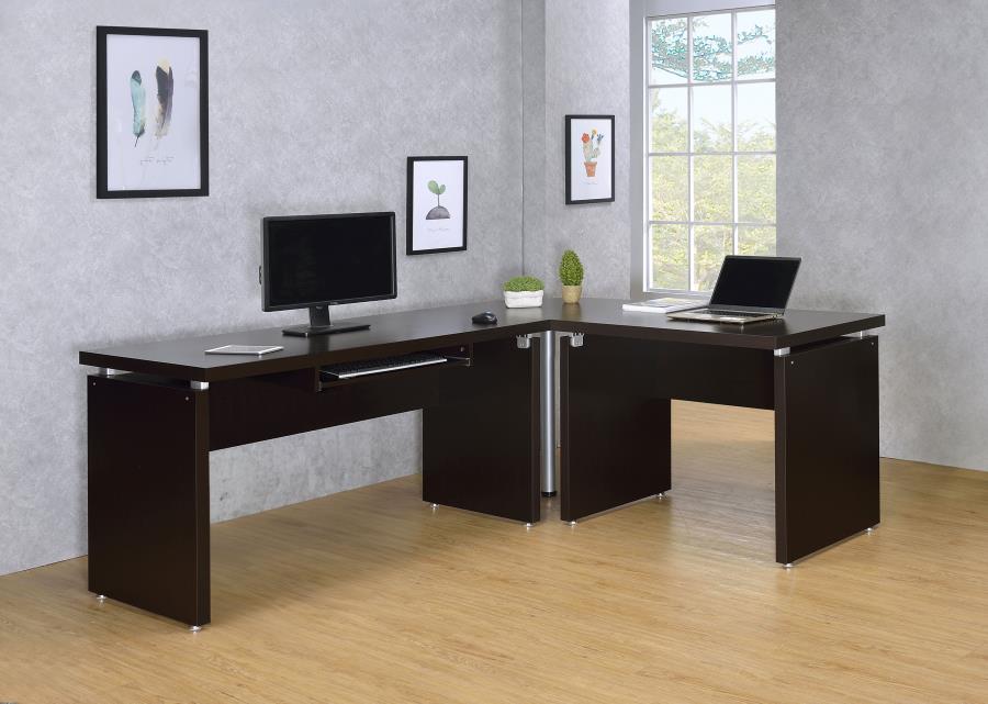 Skylar 83-inch L-Shaped Office Computer Desk Cappuccino | King | Brown | Cappuccino | 800891L