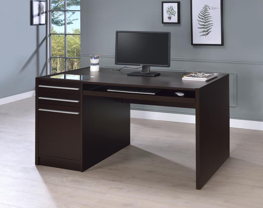 Halston 60-inch 3-drawer Office Computer Desk Cappuccino | Brown | Cappuccino | 800982