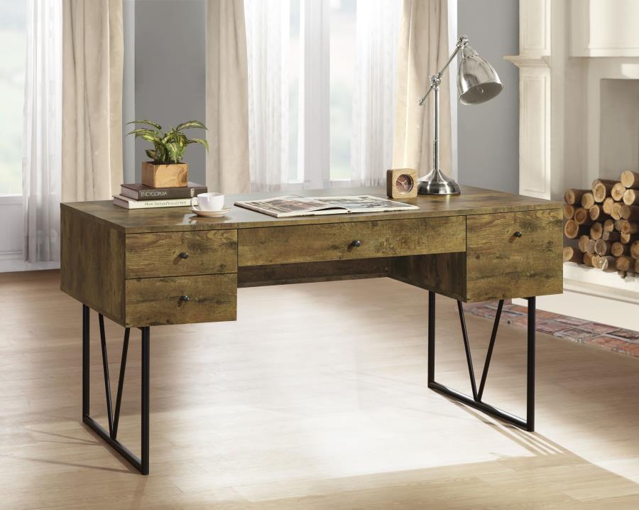 Analiese 63-inch 4-drawer Writing Desk Rustic Nutmeg | Brown | Rustic Nutmeg | 800999