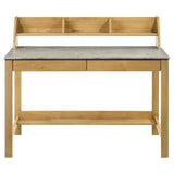 Besler 47-inch SmartTop Writing Desk with Shelf Cement and Natural