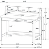 Besler 47-inch SmartTop Writing Desk with Shelf Cement and Natural