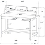Besler 47-inch SmartTop Writing Desk with Shelf Grey Stone and Black