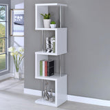 Baxter 67-inch 4-shelf Bookshelf White and Chrome | White | 801418