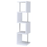 Baxter 67-inch 4-shelf Bookshelf White and Chrome | White | 801418