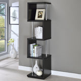 Baxter 67-inch 4-shelf Bookshelf Black and Chrome | Black | 801419