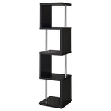 Baxter 67-inch 4-shelf Bookshelf Black and Chrome | Black | 801419