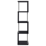 Baxter 67-inch 4-shelf Bookshelf Black and Chrome | Black | 801419