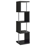 Baxter 67-inch 4-shelf Bookshelf Black and Chrome | Black | 801419