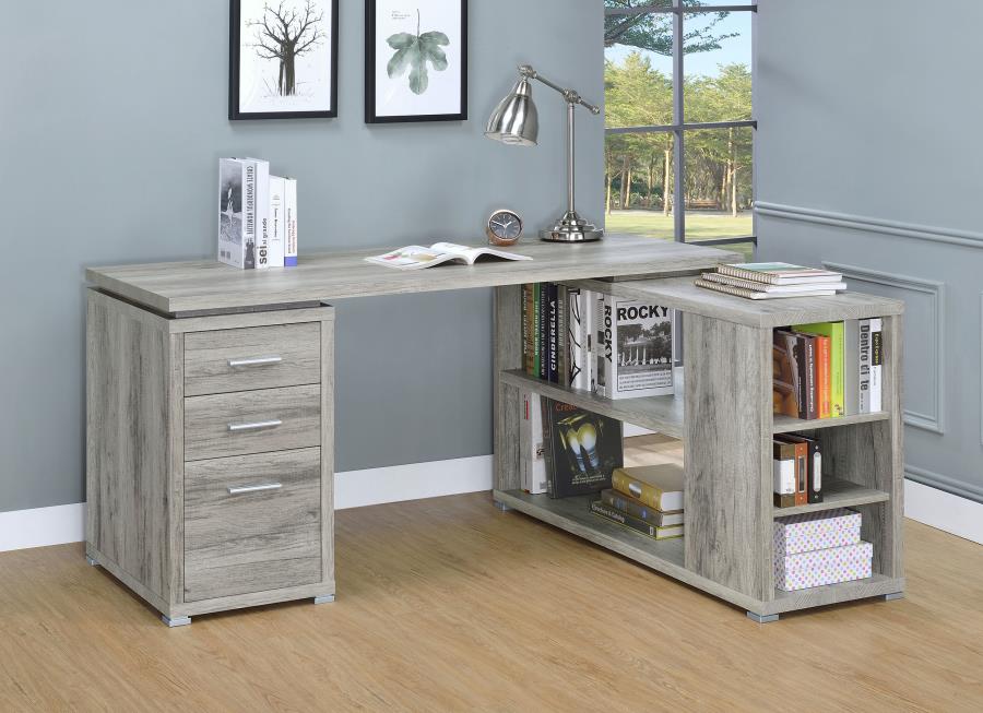Yvette 60-inch 3-drawer L-Shape Computer Desk Grey Driftwood | Full | Grey | Grey Driftwood | 801516