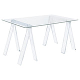 Amaturo 59-inch Glass Top Acrylic Writing Desk Clear | Clear | 801535