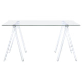 Amaturo 59-inch Glass Top Acrylic Writing Desk Clear | Clear | 801535