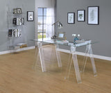 Amaturo 59-inch Glass Top Acrylic Writing Desk Clear | Clear | 801535