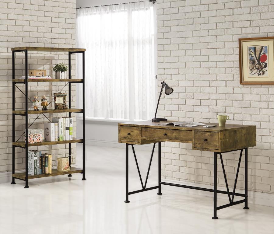 Analiese 2-piece Computer Desk Bookcase Set Rustic Nutmeg | Brown | Rustic Nutmeg | 801541-S2