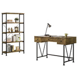 Analiese 2-piece Computer Desk Bookcase Set Rustic Nutmeg | Brown | Rustic Nutmeg | 801541-S2
