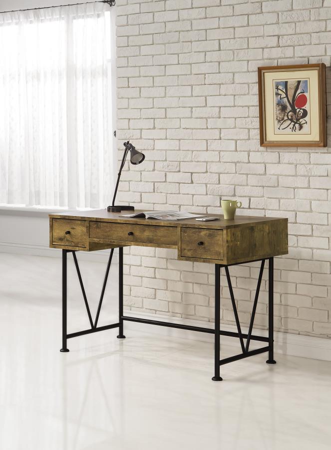 Analiese 47-inch 3-drawer Writing Desk Rustic Nutmeg | Brown | Rustic Nutmeg | 801541